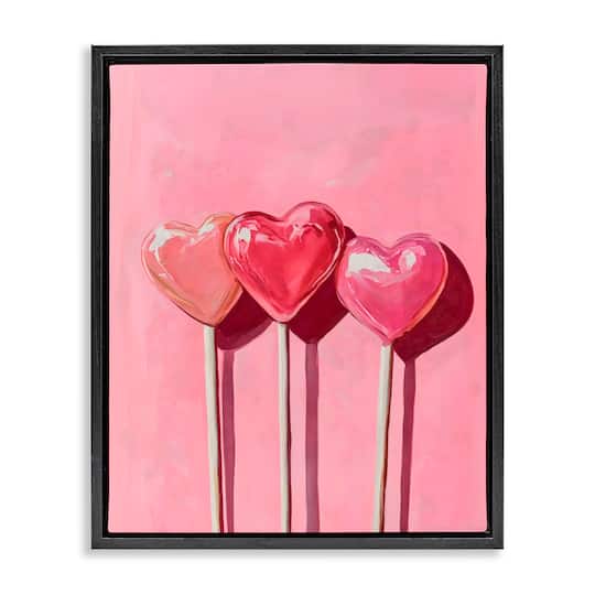 Stupell Industries Three Lollipops on Pink Floating Frame Wall Art